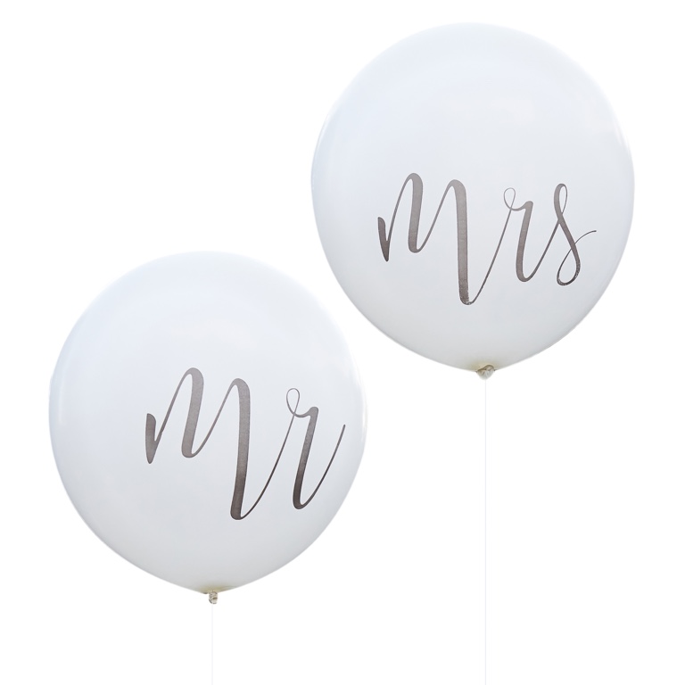 Balóny Mr a Mrs - Biela - 90 cm (2ks)
